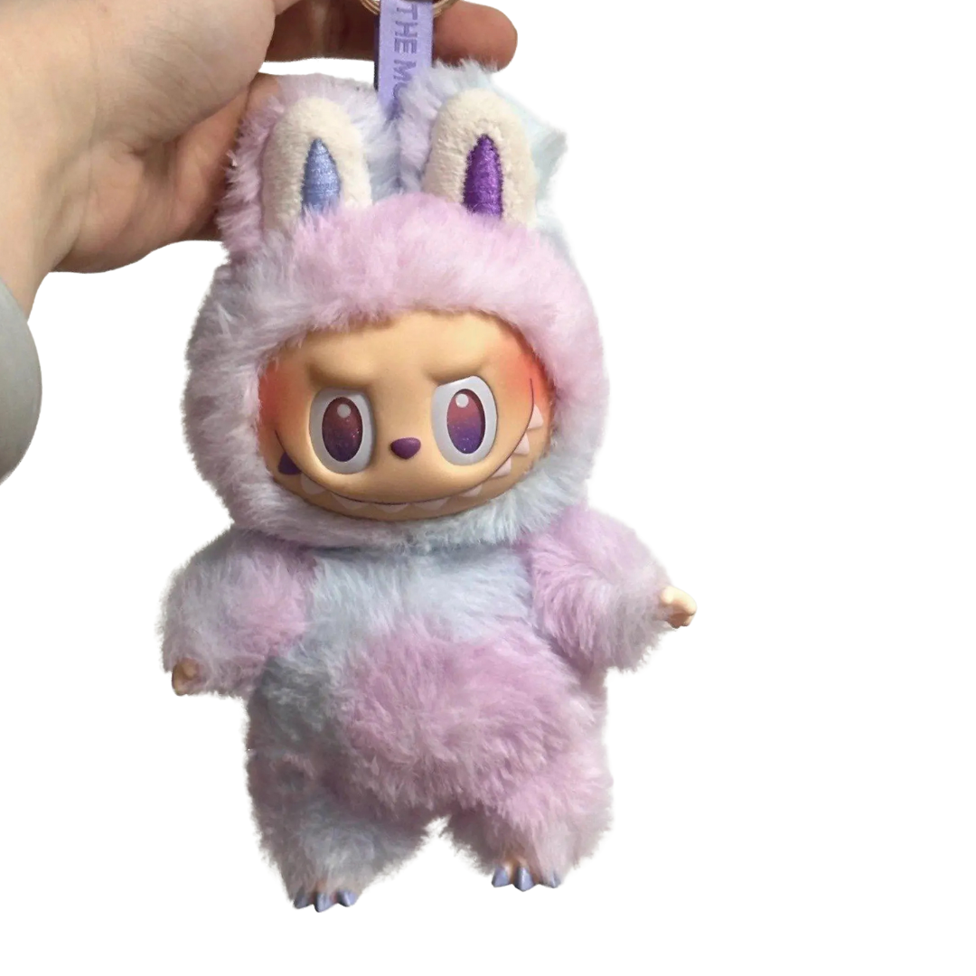 Plush toy keychain with cartoon face labubu monster doll