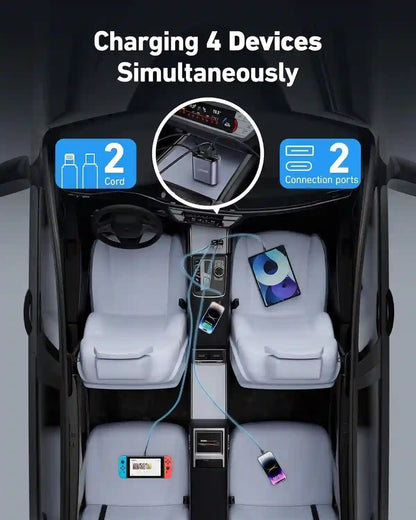 Car interior with multiple devices charging -  elev essentials