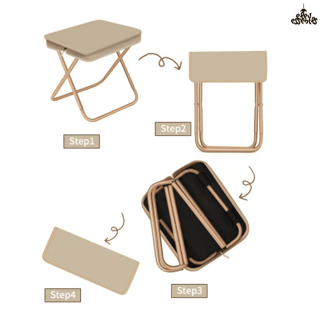 Foldable Zipper Stool Portable Stainless Steel Table - Elev Essentials